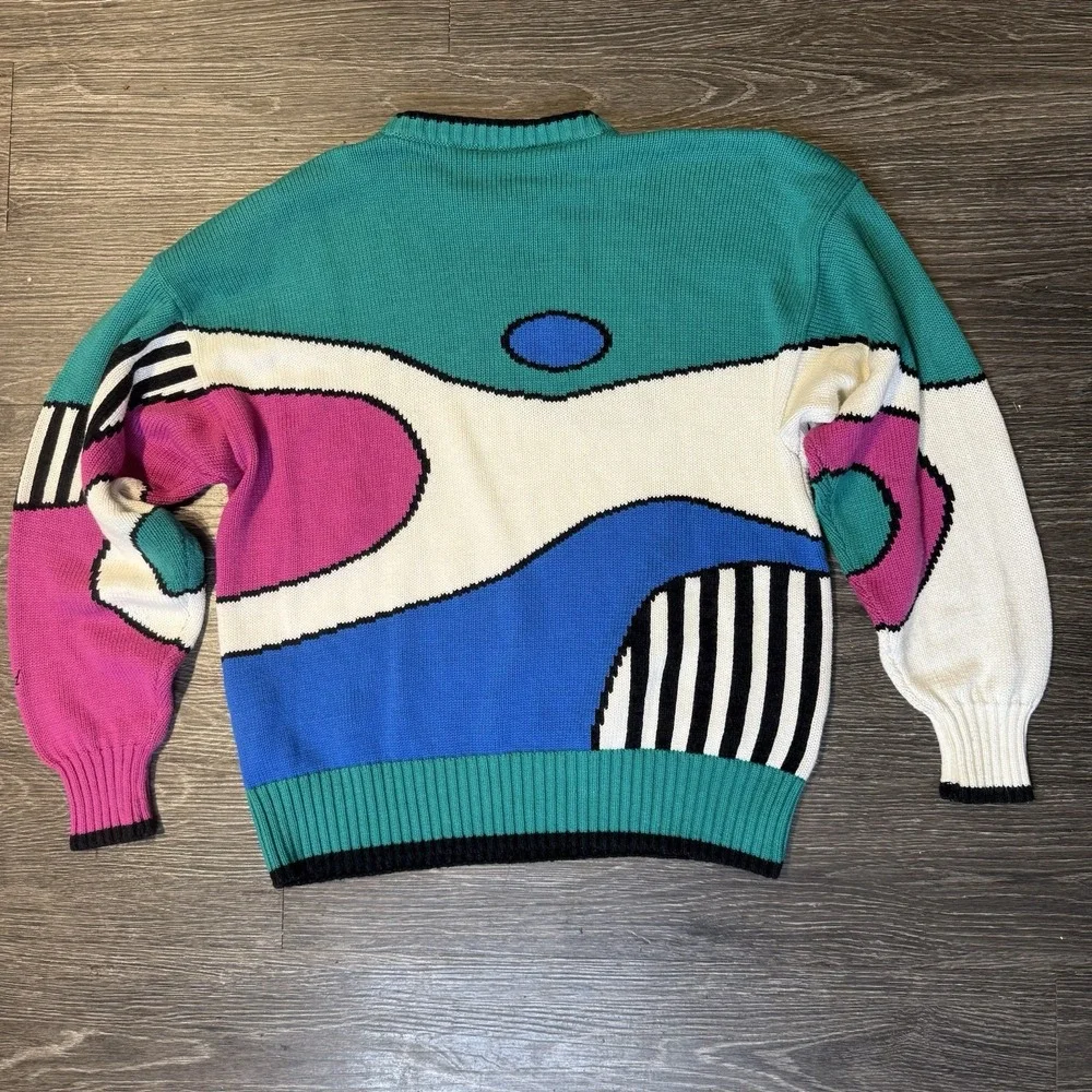 Retro 80's Head Colorful Abstract Oversized Unisex Sweater Vintage Mall Core
